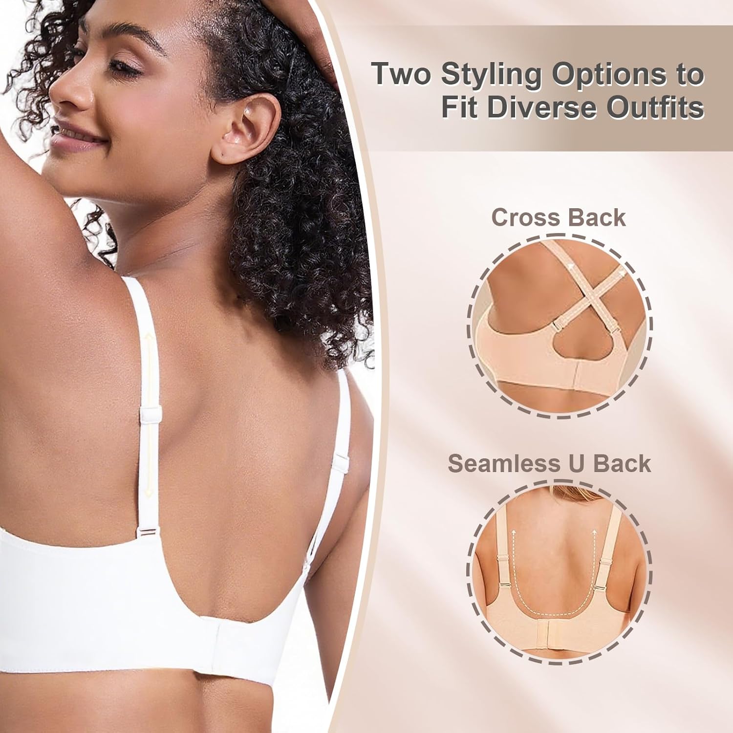 Jelly Wireless Bra for Women, Push Up Seamless T-Shirt Bras, Comfortable Plunge No Underwire Bra with Adjustable Straps - Image 3