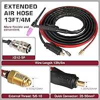 Vista 4 de ARCCAPTAIN TIG Torch with High-Frequency Ignition, WP-17 Air-cooled Argon TIG Welding Torch with 35-50mm² Plug, 13-FT Air Hose (Red) and Cable, HF