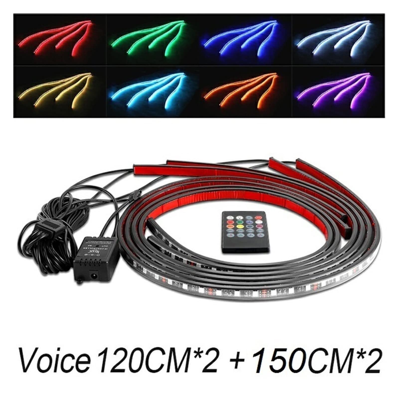 Rozgwieżdżone Niebo, 4x Podłączenie samochodu Elastyczna taśma PROWADZONY Zdalny/Aplikacja Kontrola LED RGB. Pasek pod ładowaniem samochodowym rurki podwozia System Neon Light(APP 120CM 150CM)