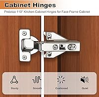 Vista 2 de Probrico Bisagras de gabinete de cocina de apertura suave, 10 pares (paquete de 20), bisagras ocultas de montaje en marco frontal de níquel satinado