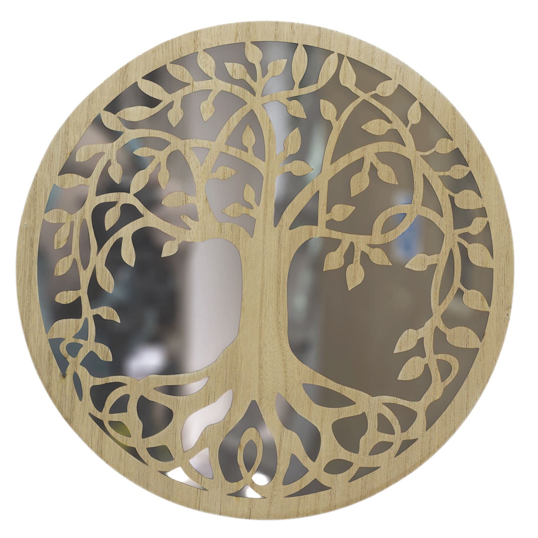 Carousel Home Gifts 35cm Stunning Tree Of Life Wall Mirror | Round Wooden Hanging Wall Art | Circle Mirror Decorative Tree