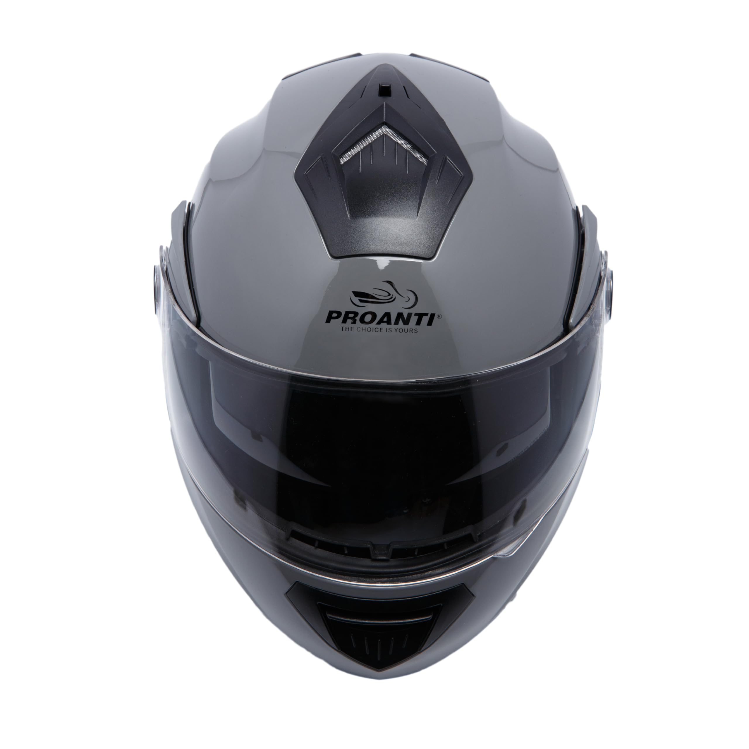 PROANTI Kask motocyklowy z klapą, modułowy kask motocyklowy z wizjerem i wbudowaną ochroną przed słońcem, szary