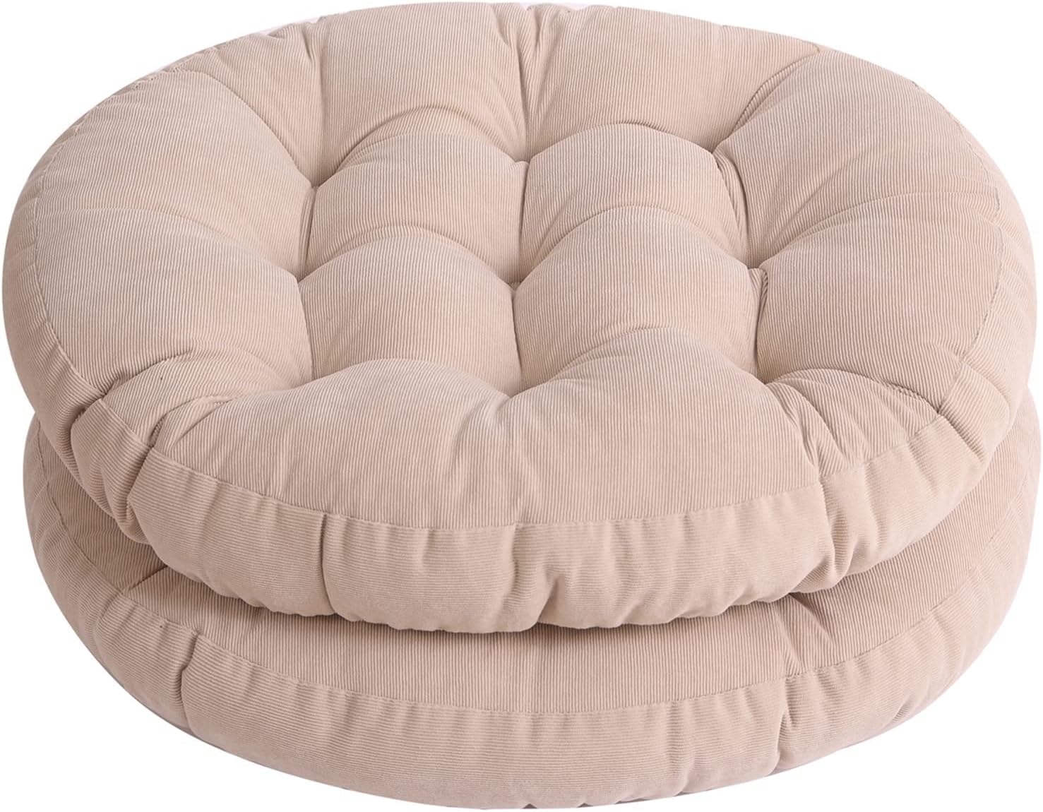 Tiita Floor Pillow Cushion, 22 inch Round Seat Cushion, Outdoor Floor Pad, Meditation Cushion for Yoga Living Room Sofa Balcony, Beige