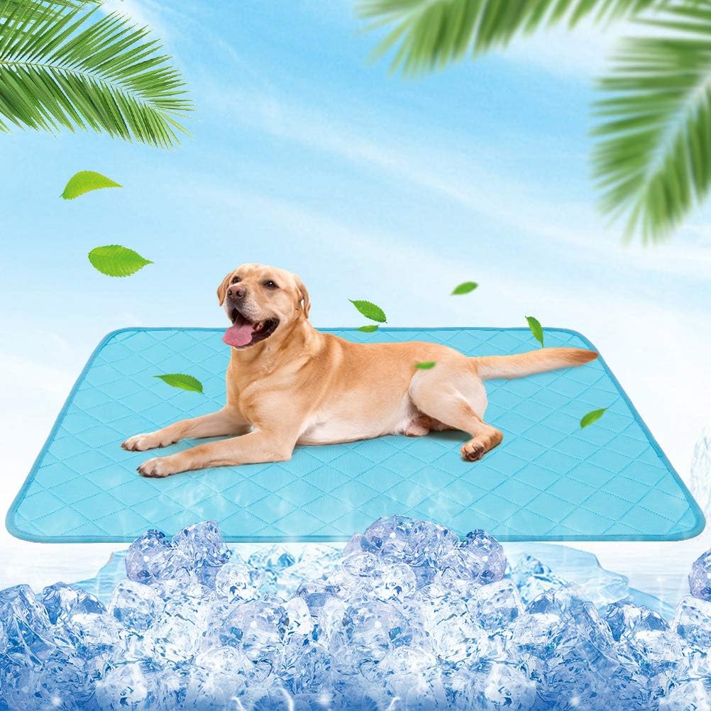 BINGPET Pet Cooling Mat for Dog & Cat - Summer Pet Self Cooling Pad - Super Absorbent Pee Pad with Non-Slip Bottom, Foldable and Reusable Pad for Indoor & Outdoor Use