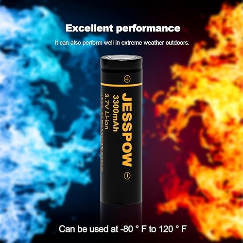Miniatura 5 de JESSPOW Batería recargable de litio de 3,7 voltios, 3300 mAh de parte superior plana para linterna LED, faro, luces solares, luces de jardín al aire