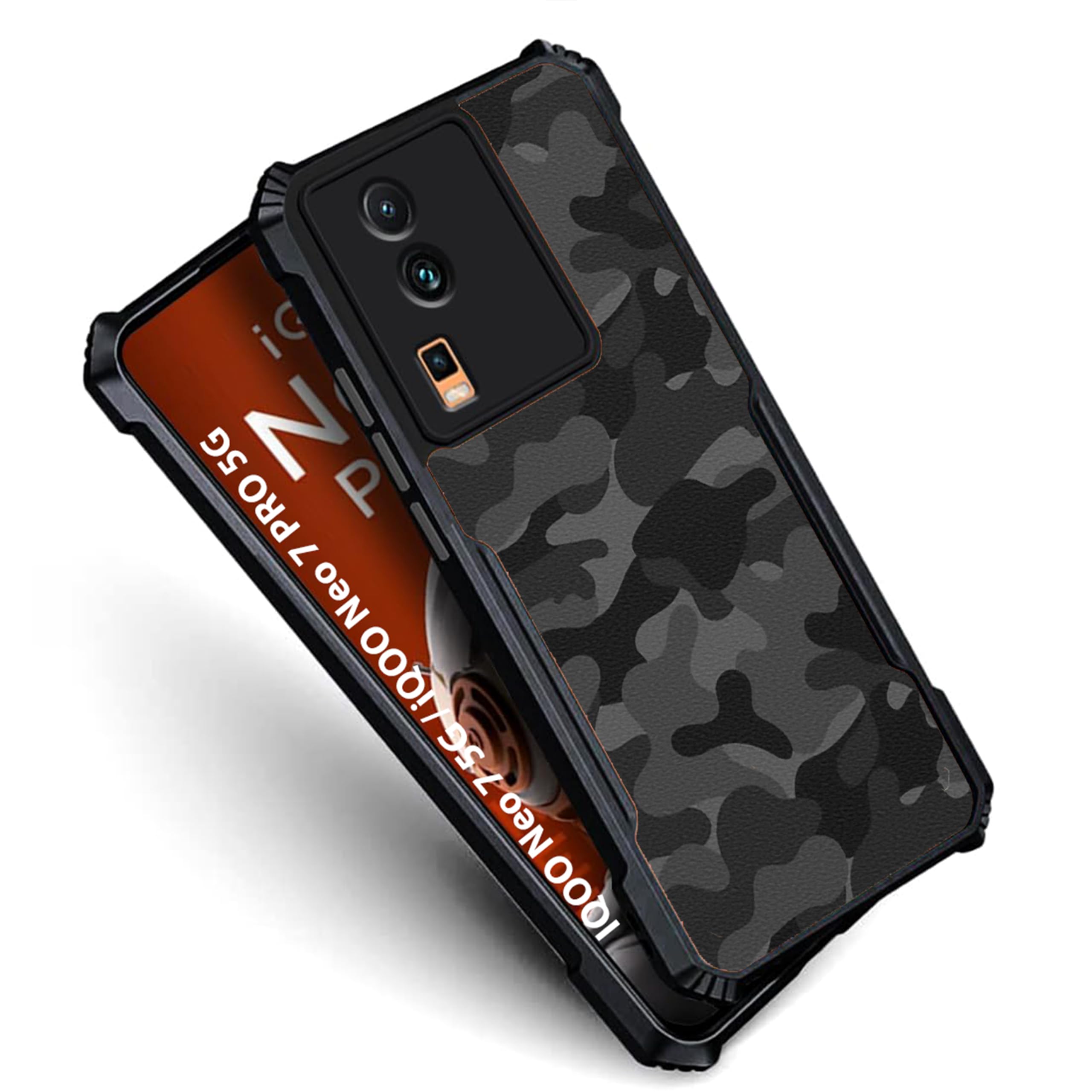 COBERTA Slim Shockproof 360 Degree Protection Design Back Cover Case for IQOO Neo 7 5G | (Black Camoflague Camo) (B0CMQC3K33) Amazon Price History, Amazon Price Tracker