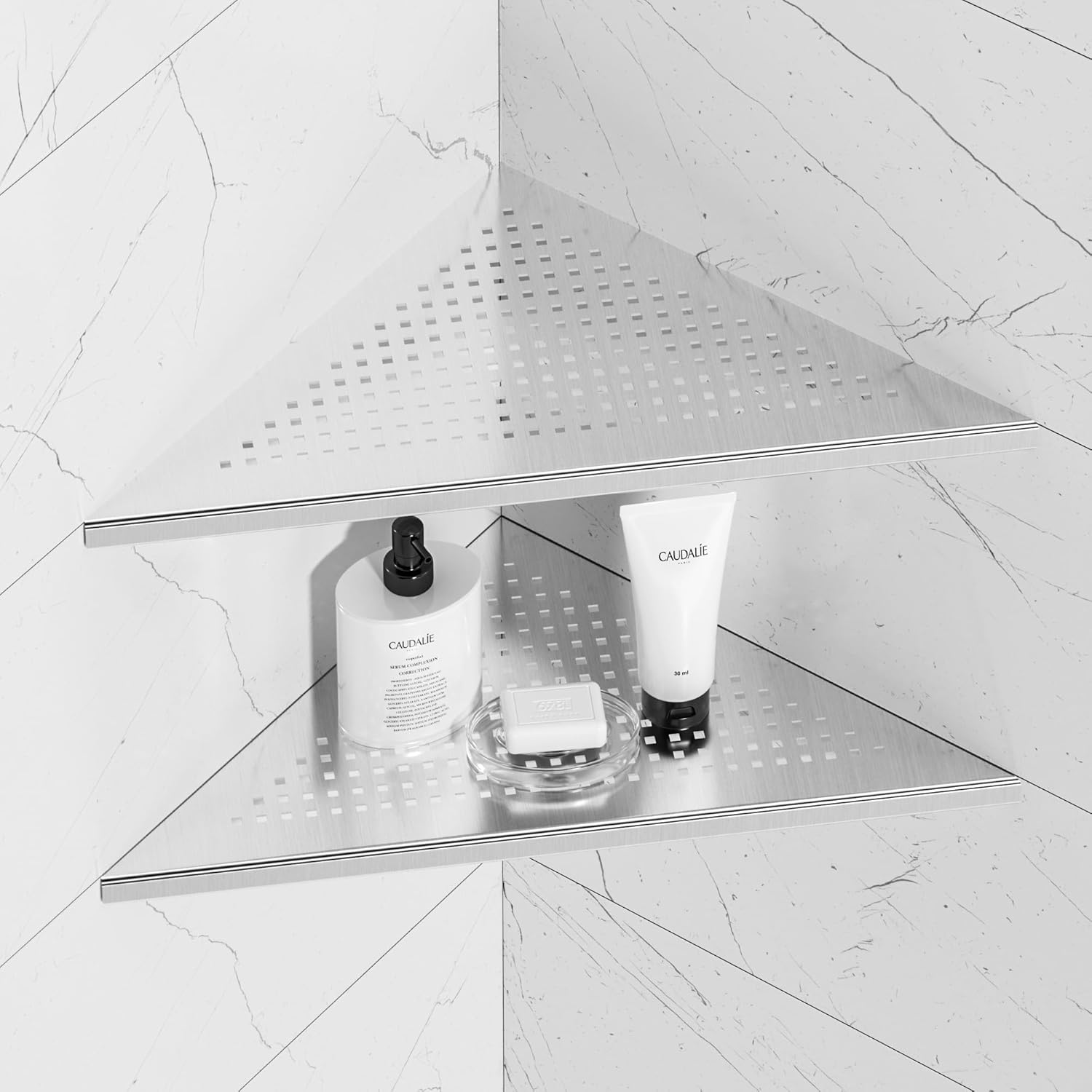 Qeke 2 Pack Bathroom Corner Shelf, Recessed 12" Corner