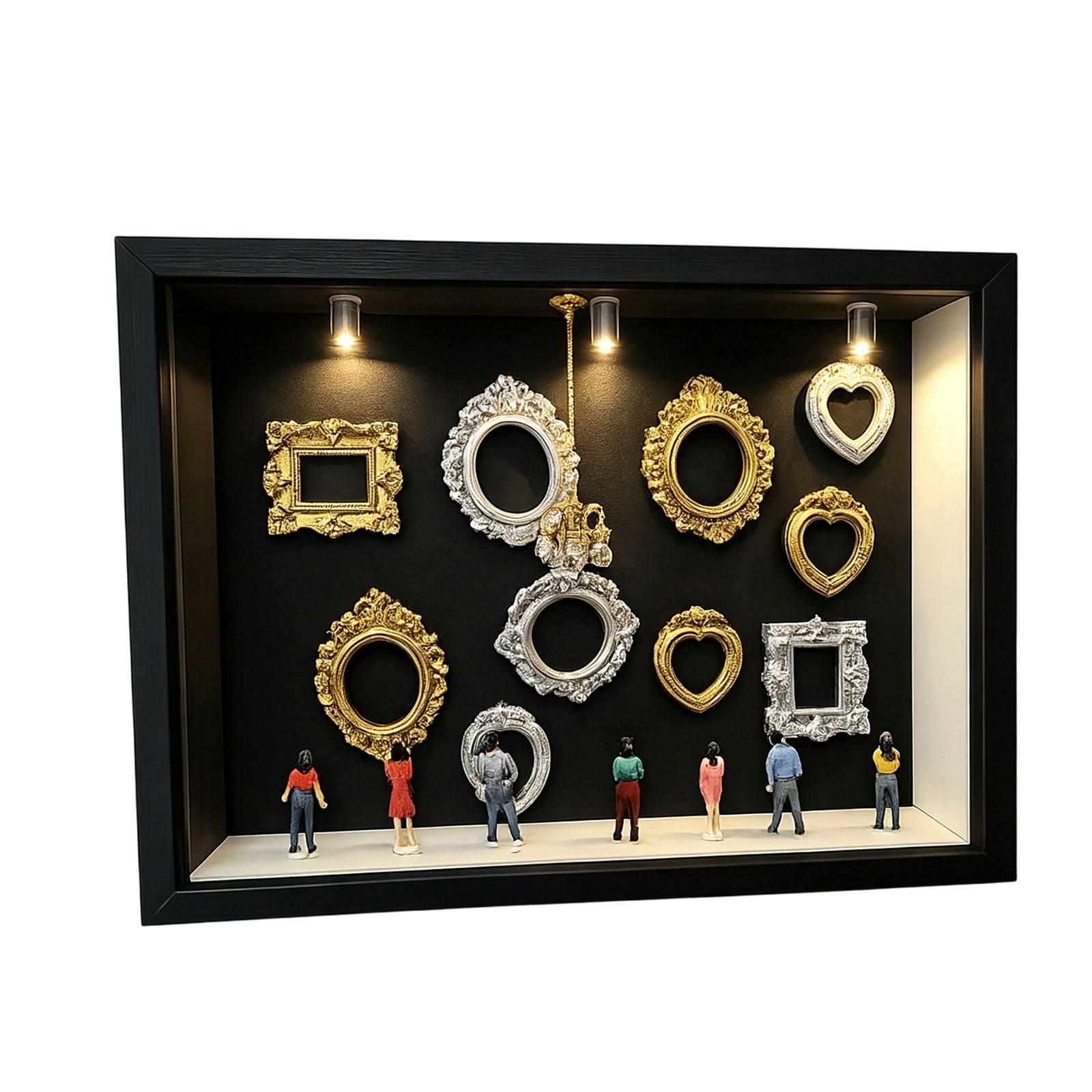 our fave Creative Wooden Shadows Box Set with 10 Interchangeable Miniature Frames 8 Resin Figurines and Crystal Chandeliers Craft Miniature Museums Shade Box