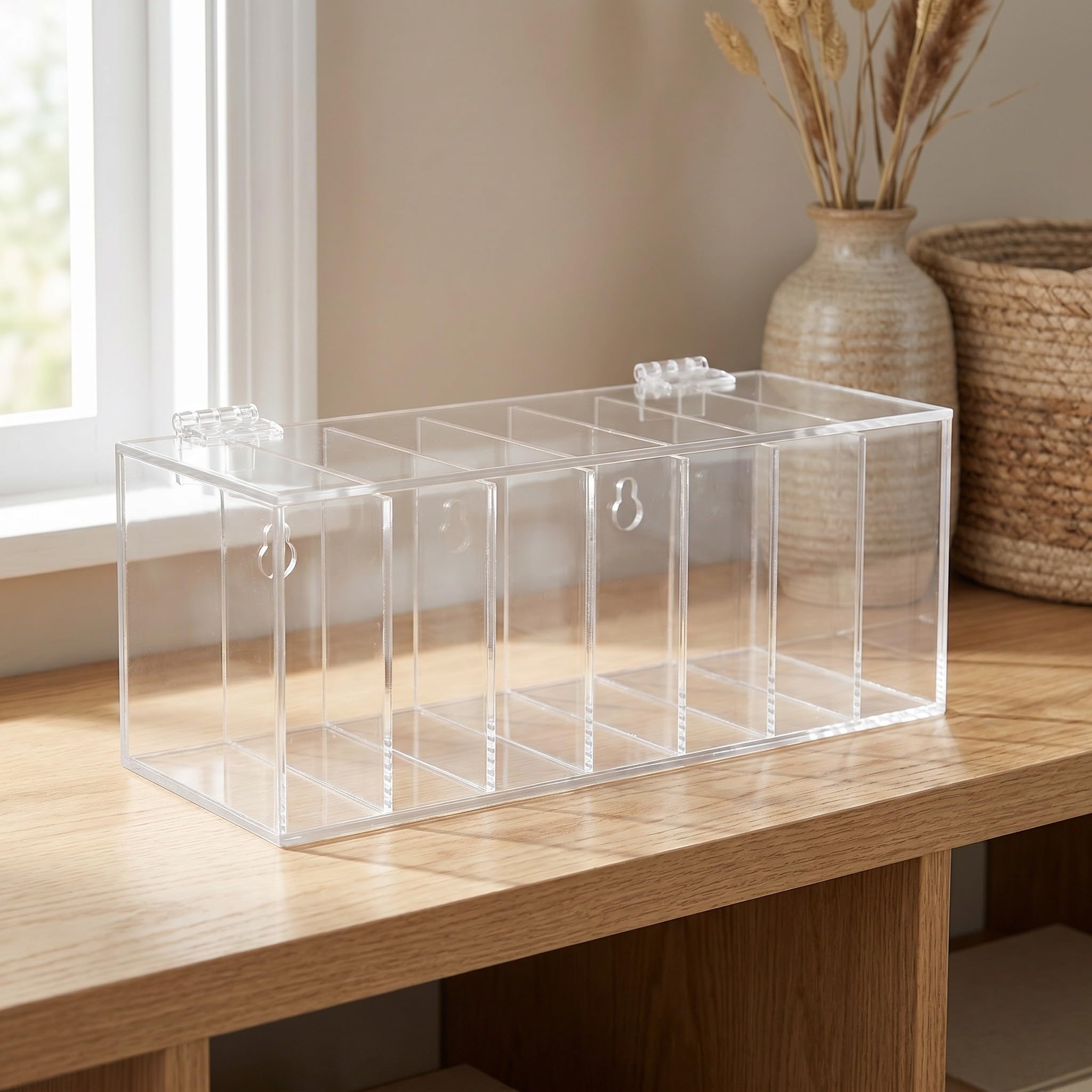 PRETYZOOM Organisateur D'étiquettes Design Gain de Place Visibilité Claire en Acrylique Transparent à 7 Compartiments pour Bureaux et Comptoirs