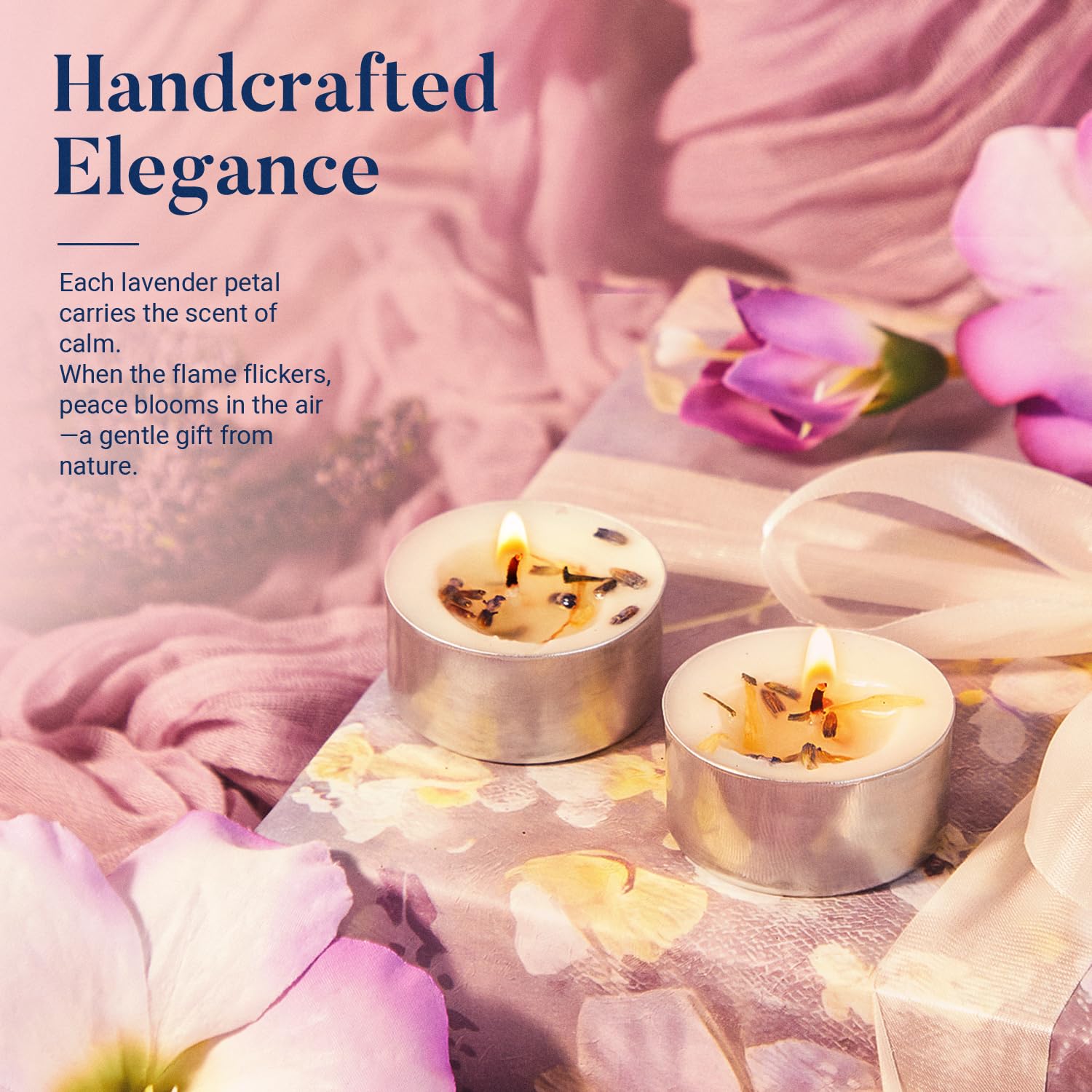 Crenovo Velas de té con flores de lavanda secas, velas perfumadas de soja, velas de té de 6 a 7 horas a granel para bodas, 8 velas pequeñas para el hogar, spa