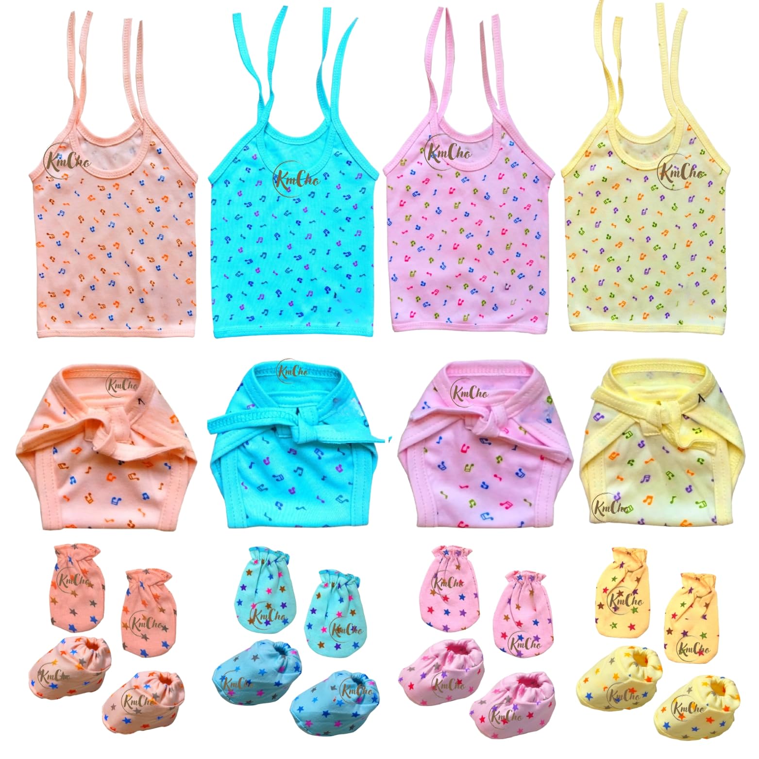 kmcho Hosiery Soft Quility for Newborns, Adorable Baby Jhabla, Nappy, and Mittens Combo for Comfort & Care, Perfect for Infant Skin – 4-Piece Set-picture-22