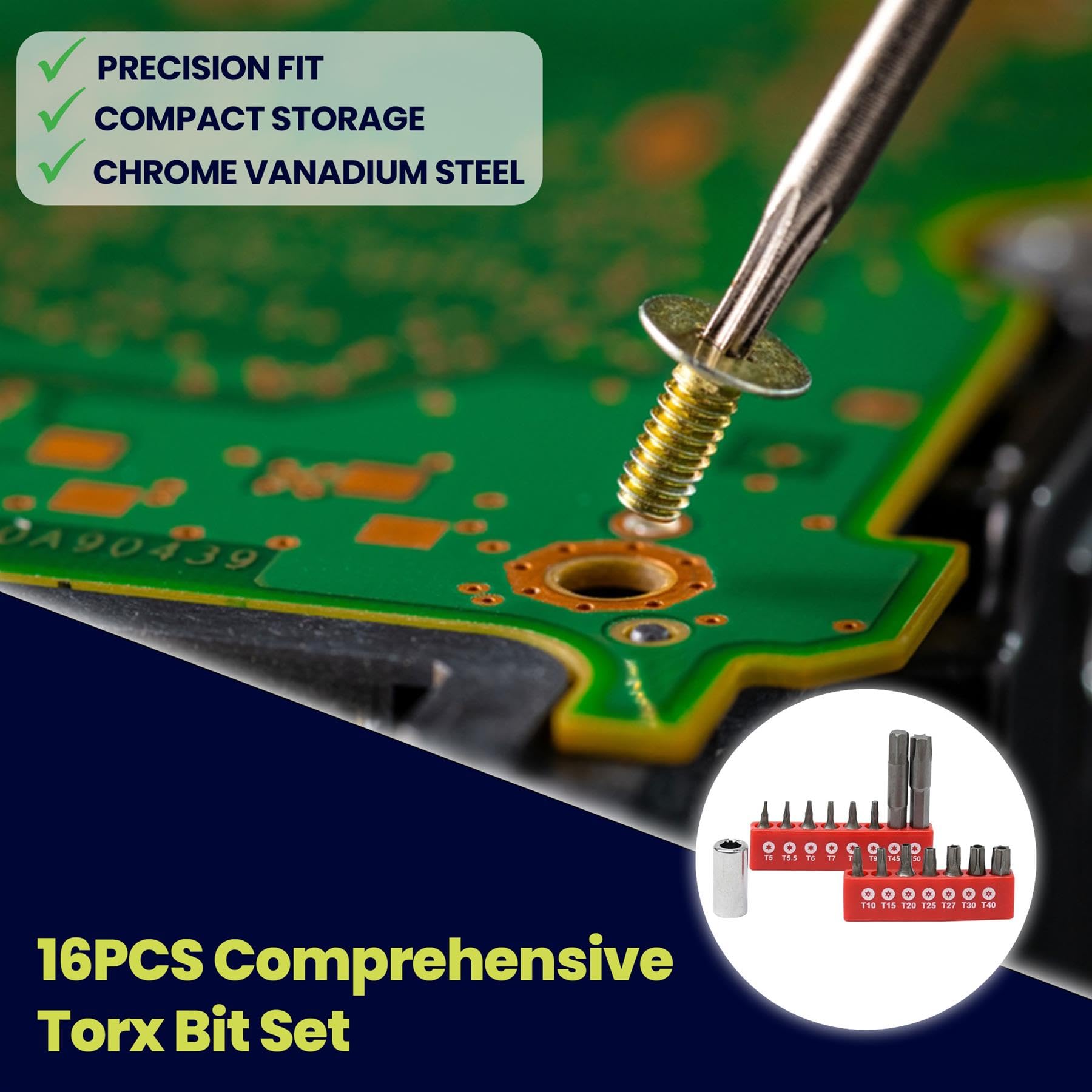 Dapetz 16-teiliges Torx-Bit-Set – Mit T5 Bis T50 Bits & Antriebsadapter, Manipulationssicher