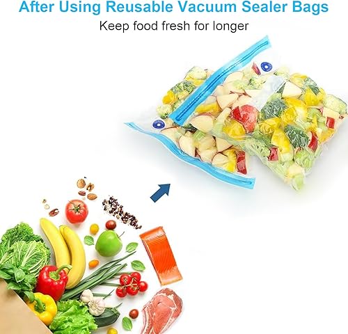 Miniatura 4 de Bolsas selladoras al vacío reutilizables sin BPA (8 x 9 pulgadas, 10 x 11 pulgadas, 10 x 13 pulgadas) (24 bolsas selladoras al vacío y 5 clips de