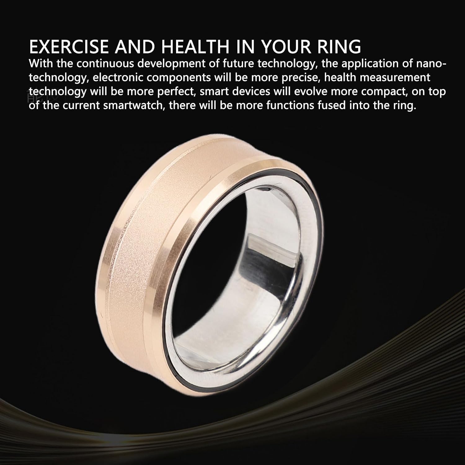 ciciglow Smart Ring Health, Gold Smart Ring, Multifunctional Fitness Ring, 5g Ultra (Size 18, 60mm / 2.4in Inner Diameter)