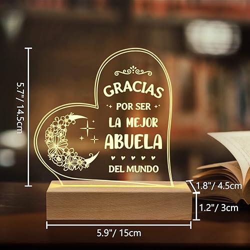 Miniatura 7 de GiltGlimmer Regalos de Abuela, regalos de cumpleaños para abuela en español, regalos para Abuela con luz nocturna acrílica grabada, regalos de