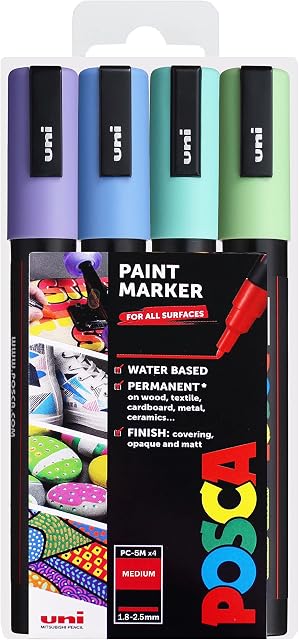 POSCA - PC-5M - Paint Marker Art Pens - 1.8-2.5mm - Cool Pastel Tones Set of 4 in Wallet