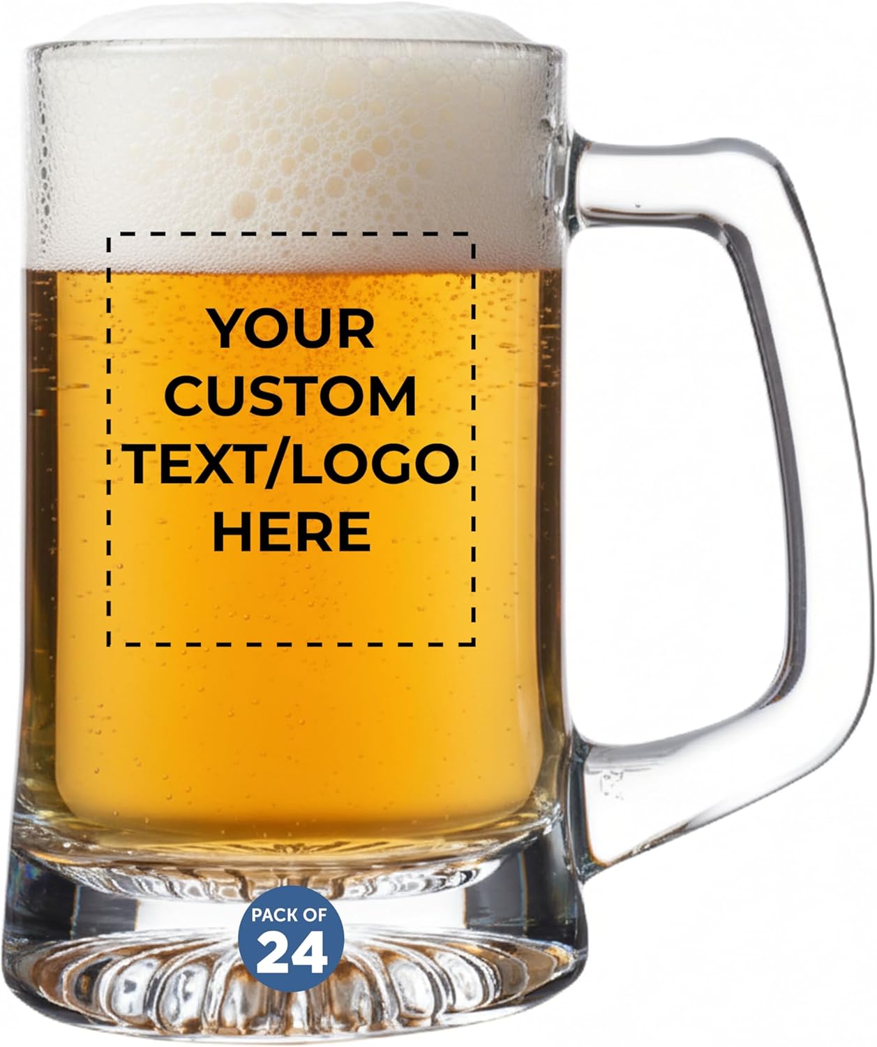 DISCOUNT PROMOS ARC Glass Beer Mugs 25 oz. Set of 6, Bulk Pack - Great for Octoberfest, Pub, Restaurant - Clear