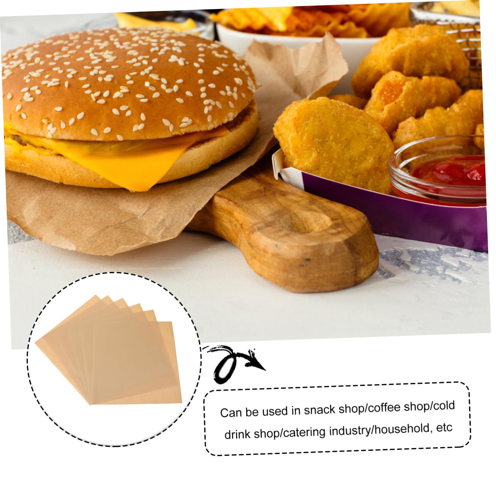 200 Stück Gelbe Snackpapierblätter aus Papier Ölfestes und Geruchsfreies Lebensmittelpapier für Snack und Kaltgetränkeläden als Fettabweisende Unterlage