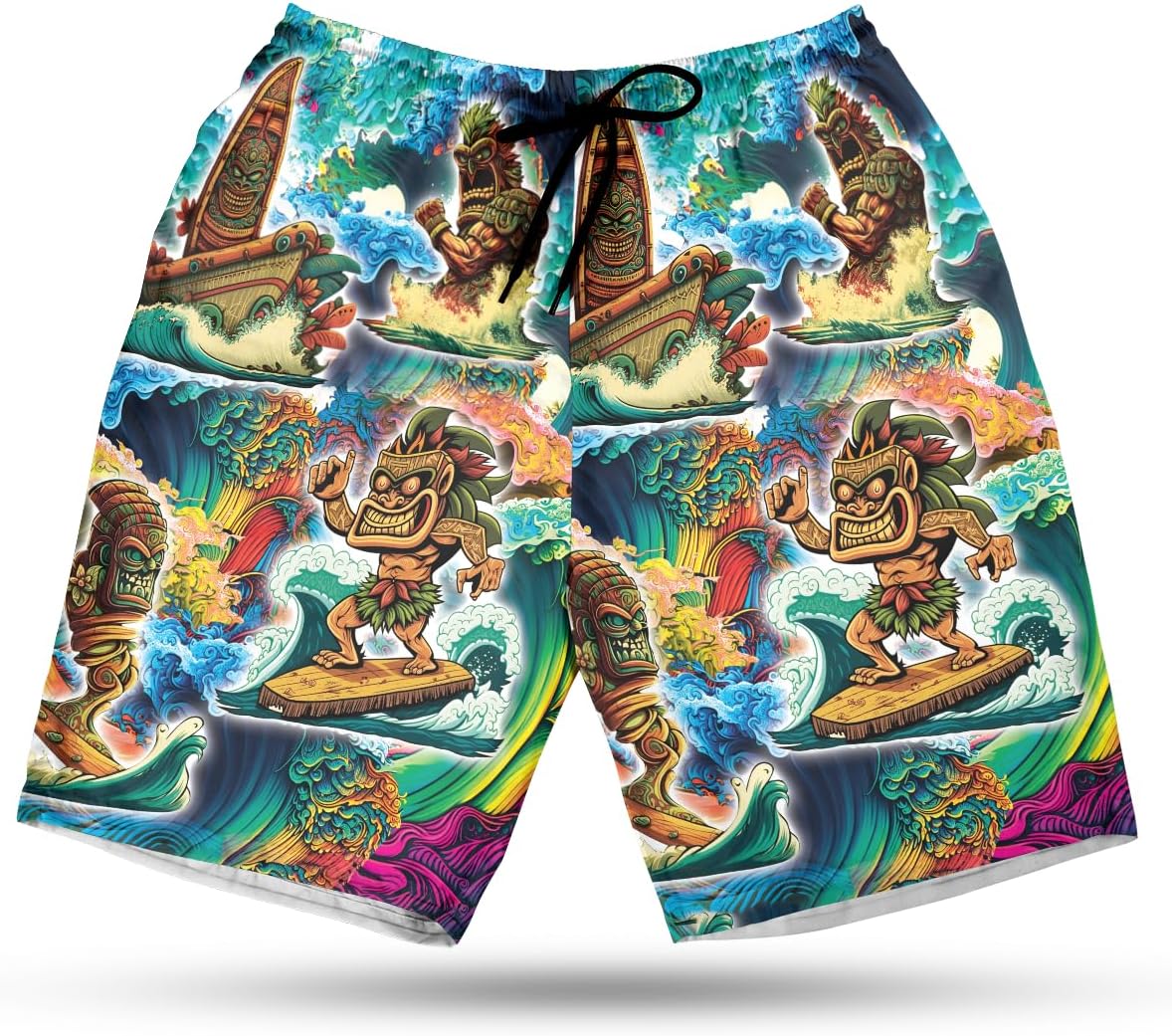 Tiki Men's Swim Trunks - Tropical Summer Hawaiian Shorts for Men, Men's Summer Bathing Shorts Set 10