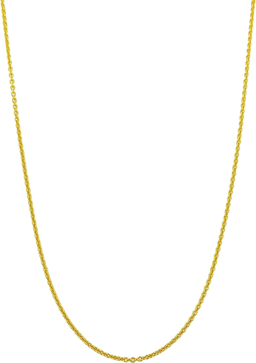 14kt Yellow Gold Plated Sterling Silver 1.3mm Cable Chain Necklace, Nickel-Free, Made in Italy