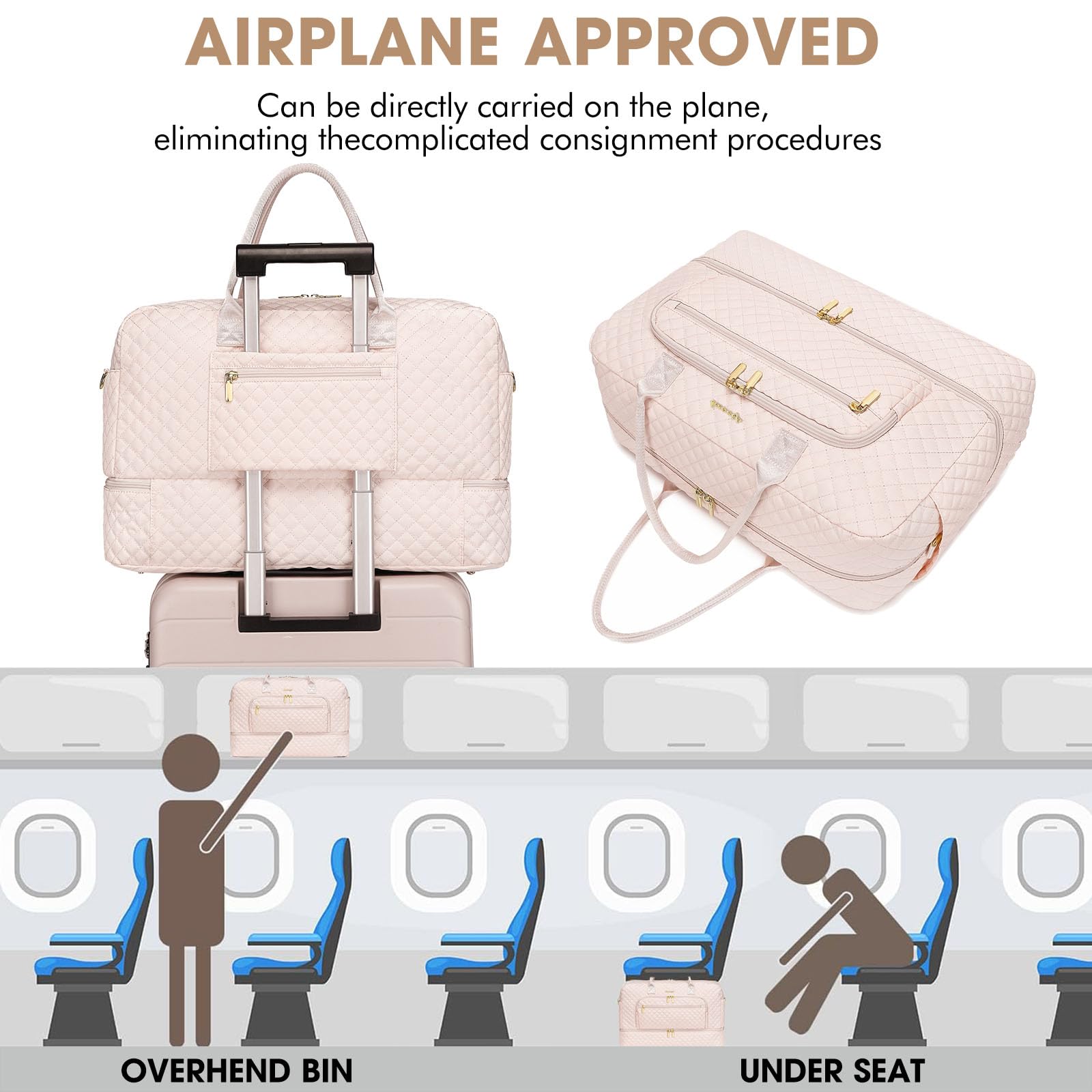 Large Travel Duffle Bags for Women: Weekender Bag with Shoe Compartment view 4