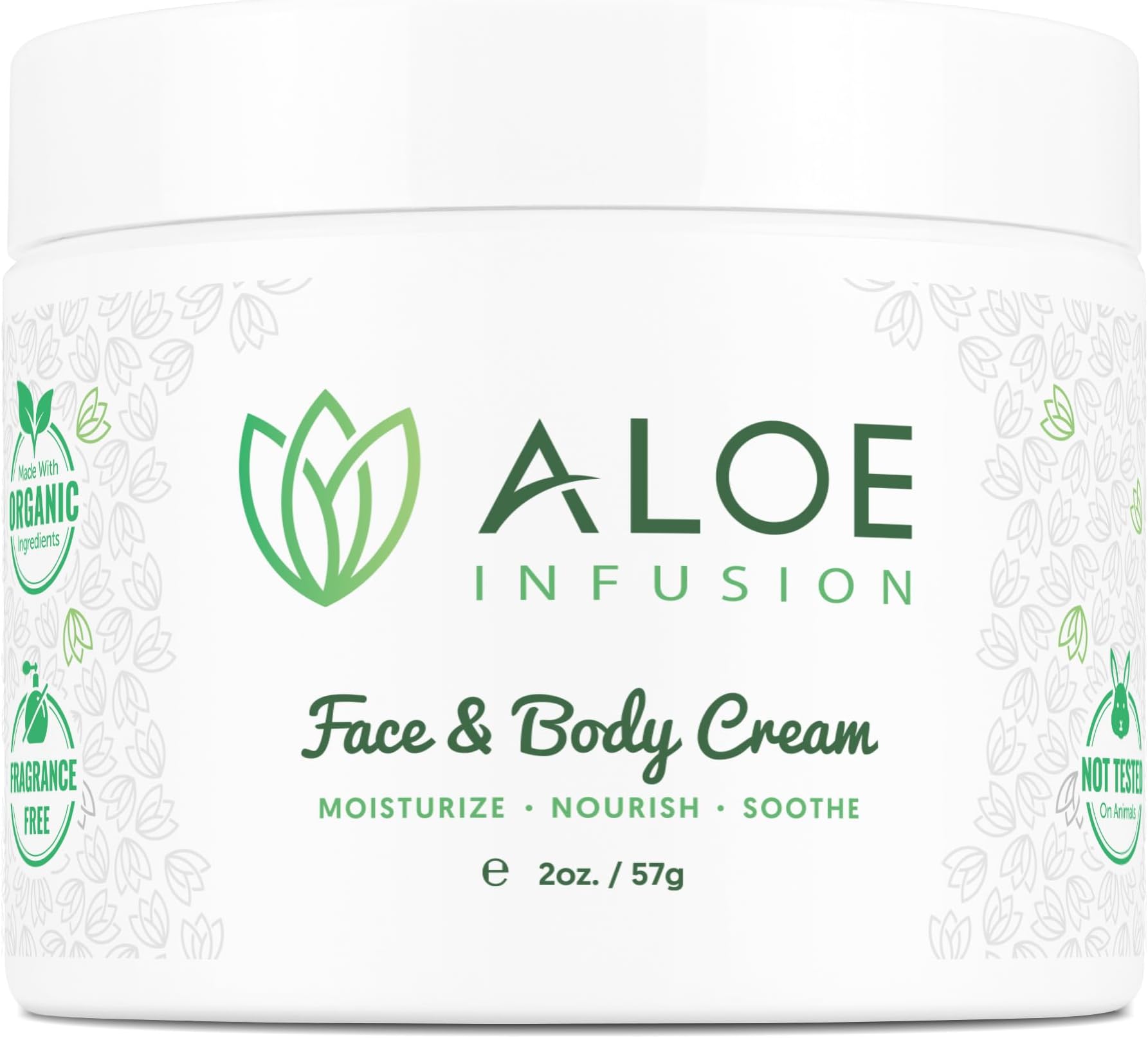 Aloe Infusion Body and Face Moisturiser - All Natural Eczema Cream for Itchy Dry Skin, Sensitive Skin, Acne and Psoriasis - Organic Aloe Vera, Shea Butter, Coenzyme Q10, Grape Seed Oil, Kukui Nut Oil