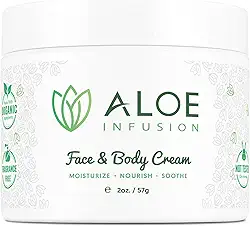 Aloe Infusion Hidratante Corporal E Facial - Creme Hidratante Natural Com Aloe Vera Orgânico - Cuidados Com A Pele Para Pele Seca, Antirrugas, Cicatrizes De Acne, Rosácea, Psoríase Eczema Creme Loçã