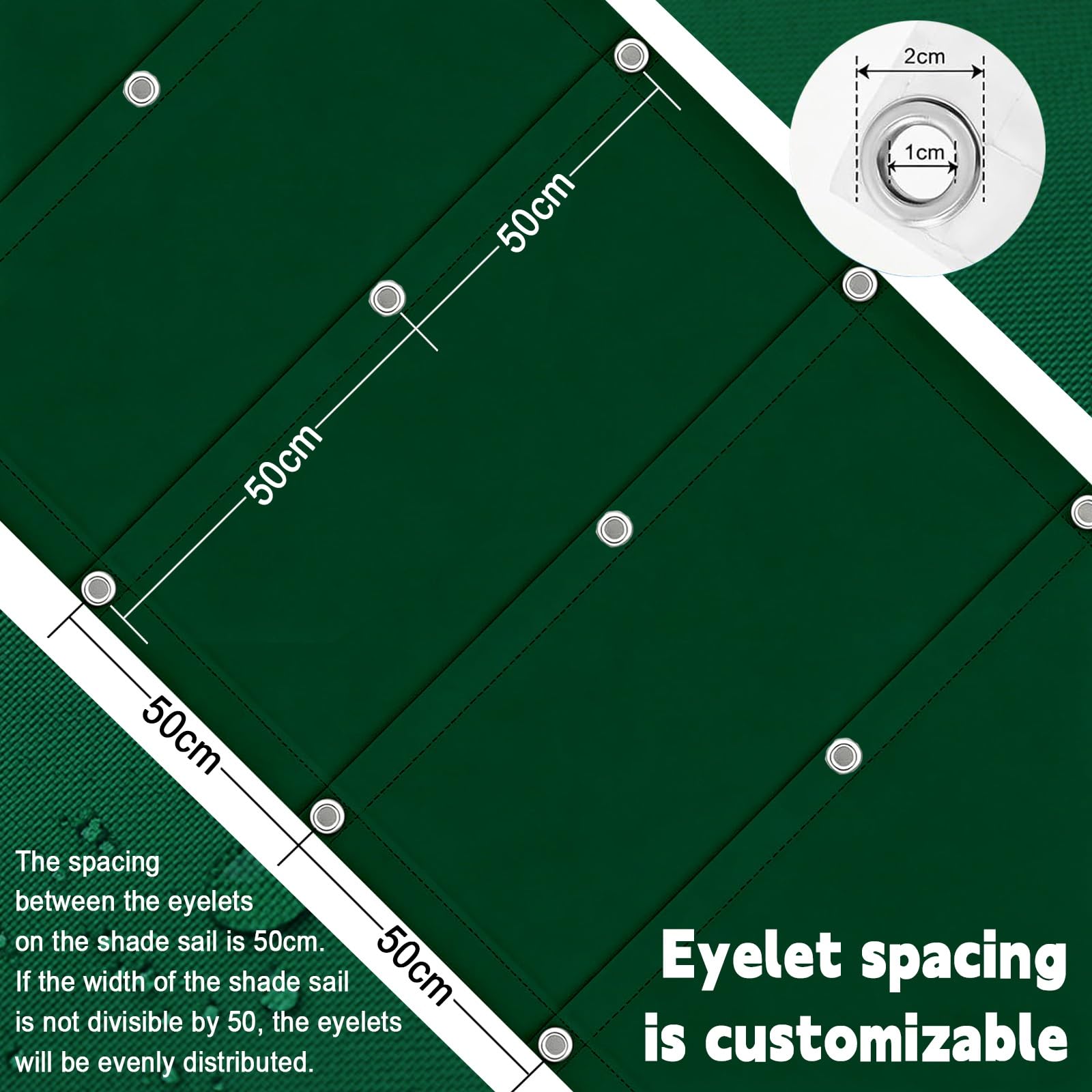 Toldo Retráctil de Onda 250 x 1000 cm con Ojales y Cuerda, Vela Sombra Impermeable y Rectangular con Bloqueo UV y Resistencia a Desgarros para Terraza Jardín Balcón Pérgola, Verde Oscuro