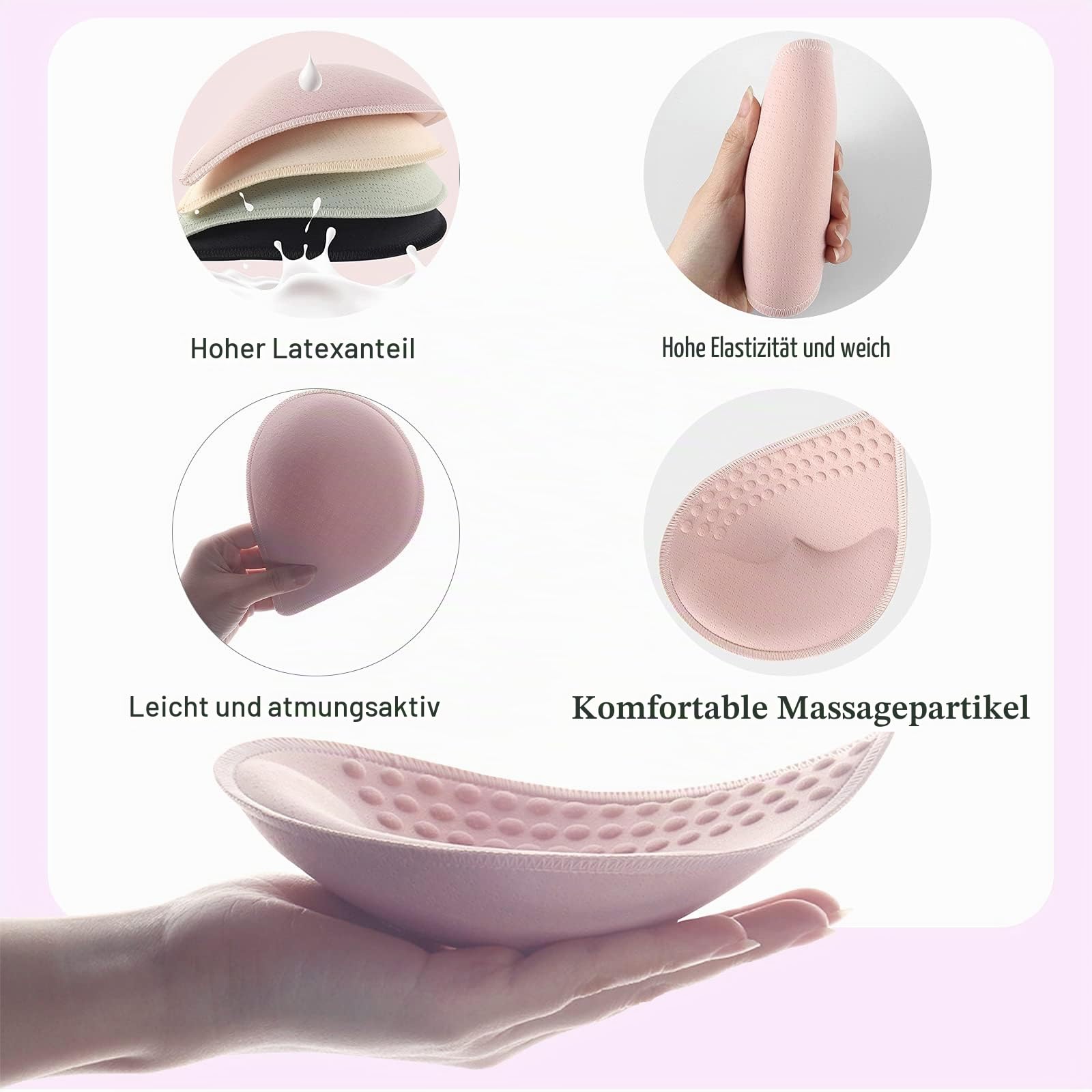 Douzi BH-Einlagen 4 Paar herausnehmbar Für Sport-BH oder Bikini-Badeanzug-Oberteile (A/B/C/D Cup)