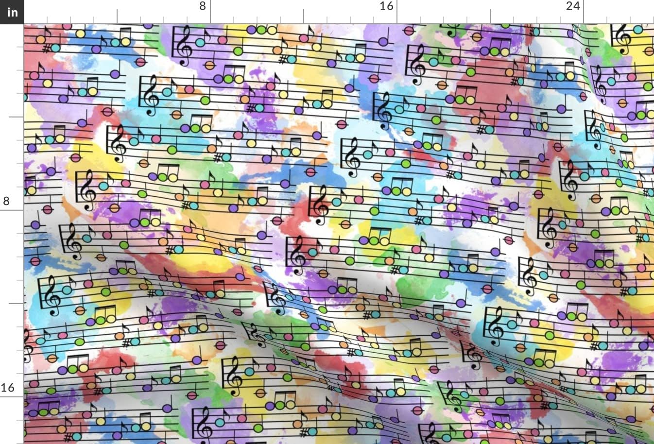 Spoonflower Fabric - Pastel Colors School Music Watercolor Notes Musical Printed on Minky Fabric by The Yard - Sewing Baby Blankets Quilt Backing Plush