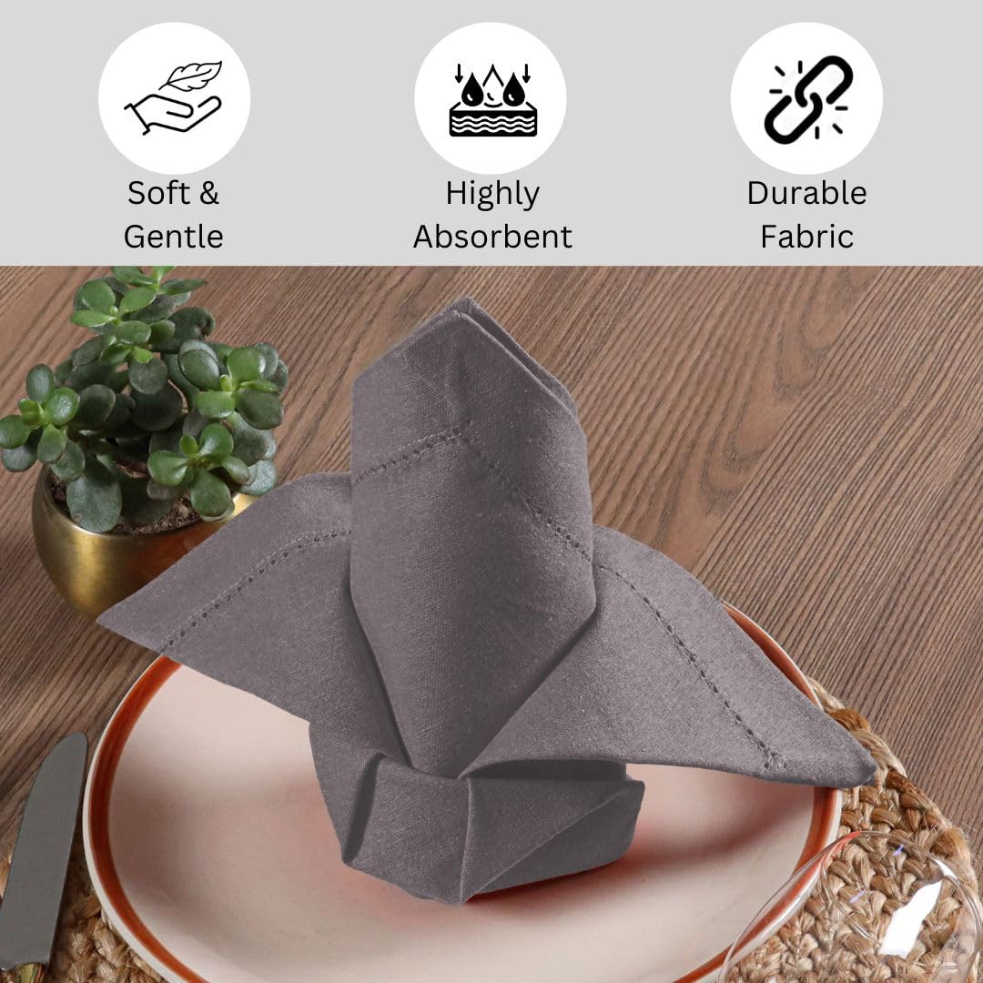 Homidate 100% Cotton Cloth Dinner Napkins Set Of 12 – 18x18 Baby Pink Hemstitched – Soft Durable Machine Washable Fabric Napkins For Weddings, Parties & Holidays