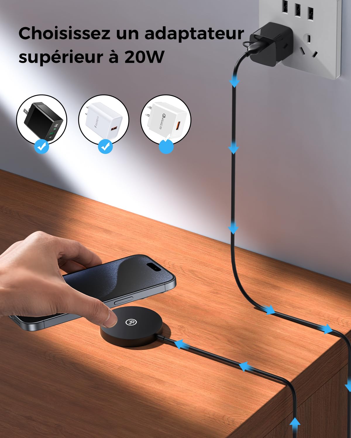 2 Pack Chargeur Sans Fil Compatible Avec Mag-Safe, Certifié