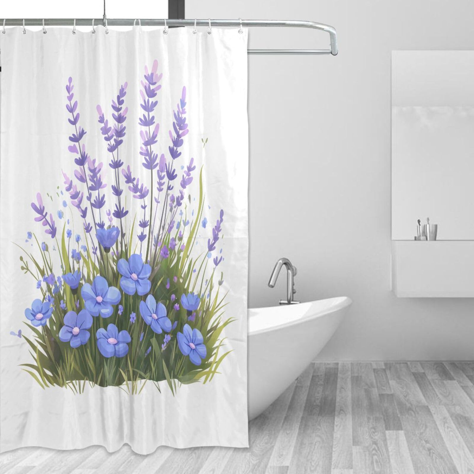 Cgiub Lavender Shower Curtain 157x183 cm Waterproof Heavy Duty Bathroom Curtains Washable Decorative Fabric Bath Curtains Bathtub Curtain with 12 Hooks