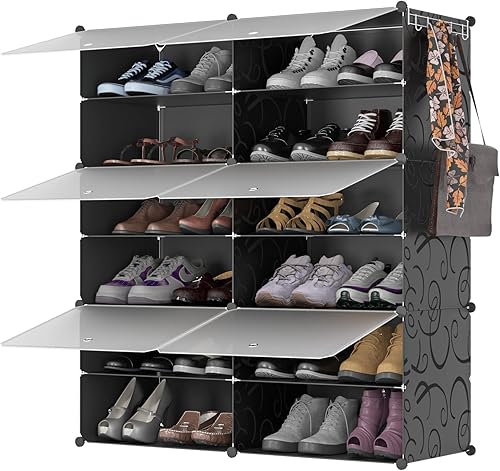 Zapatero de 6 niveles, armario de almacenamiento de zapatos de 24 pares de estantes de plástico para zapatos, organizador para armario, pasillo,