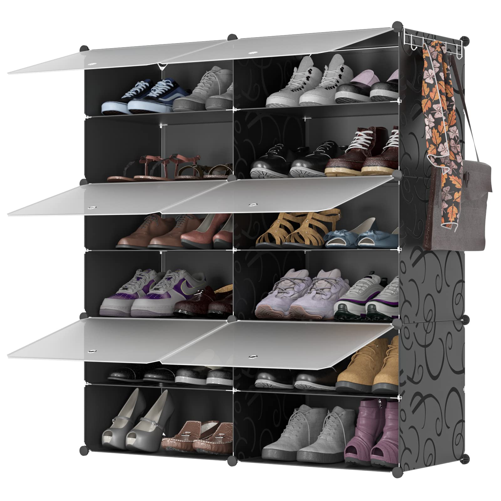 Yelfmart Shoe Rack, 6 Tier Shoe Storage Cabinet 24 Pair Plastic Shoe Shelves Organizer for Closet Hallway Bedroom Entryway