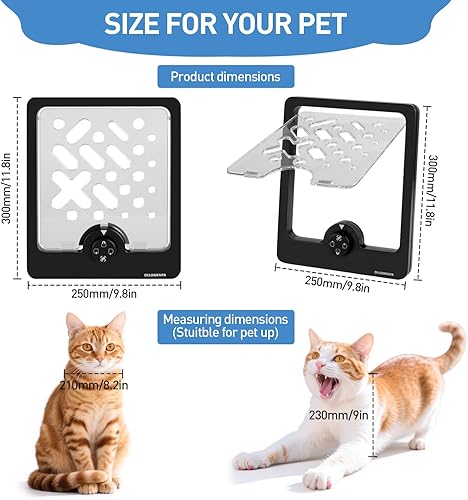 Miniatura 7 de Puerta de gato DIY para pantallas con control de 4 modos, puerta de mascota de fácil instalación para caja de arena personalizada, casas de gatos,