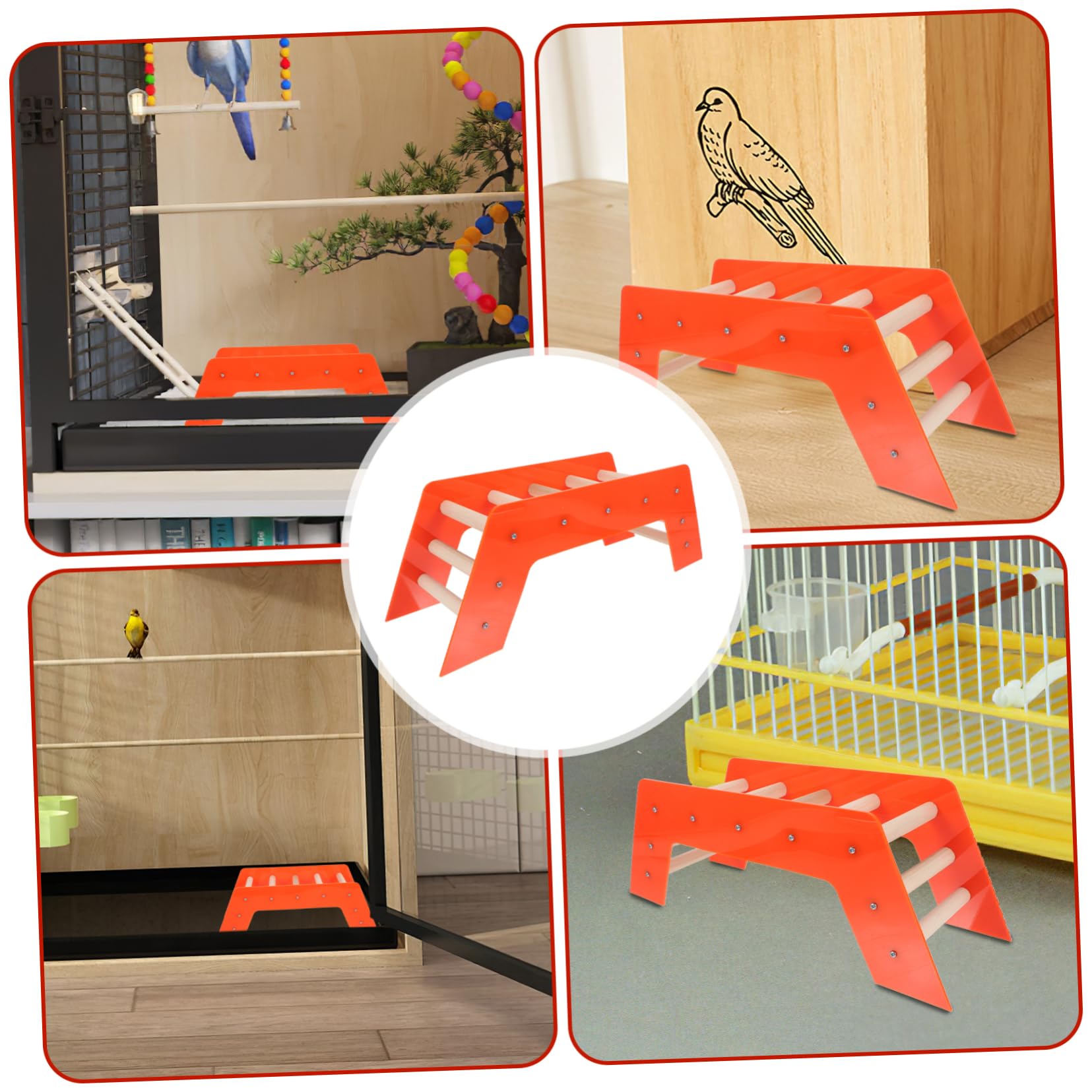 COSMEVIVI Bird Ladders for Parrots Wooden Pet Stair Toy Parakeet Toys Safe Odorless Pet Supplies