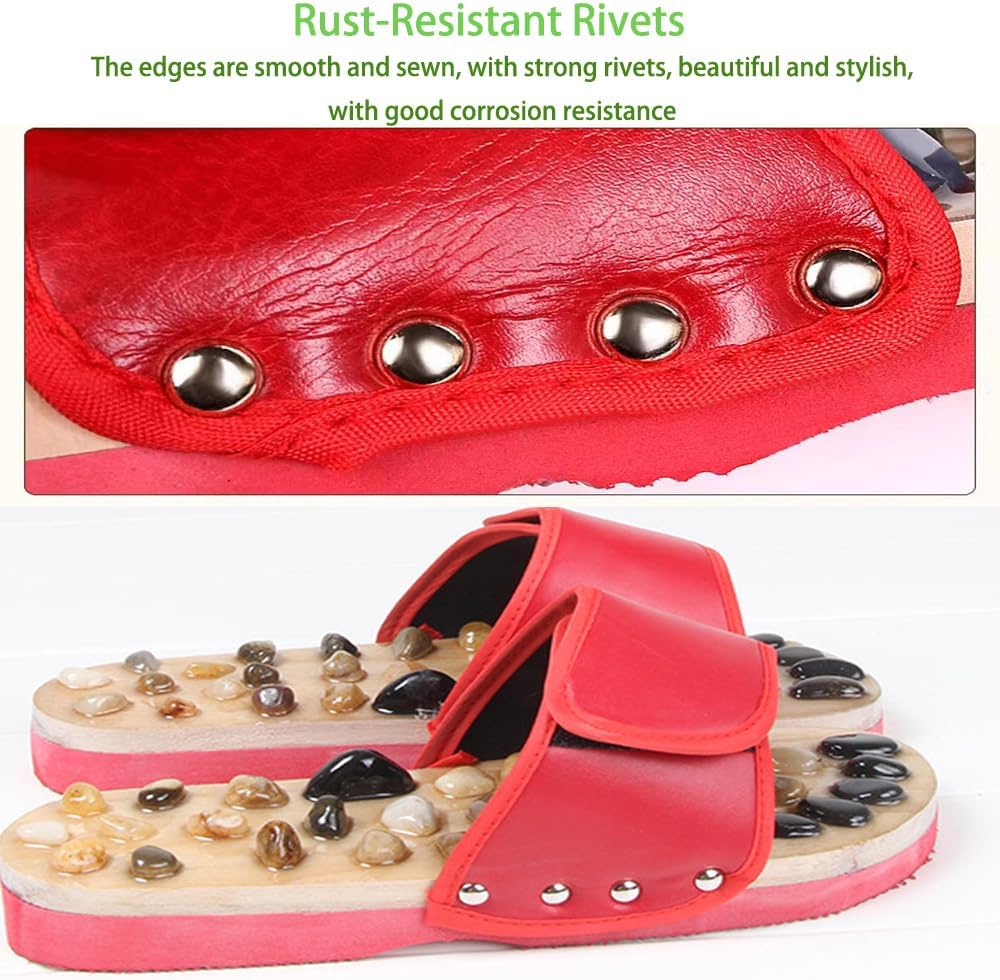 Reflexology Foot Massager Slipper Acupuncture Massage Sandals with Natural Stones Acupoint Massage Shiatsu for Foot Pain Relief Suit for Men and Women (M) - Image 9