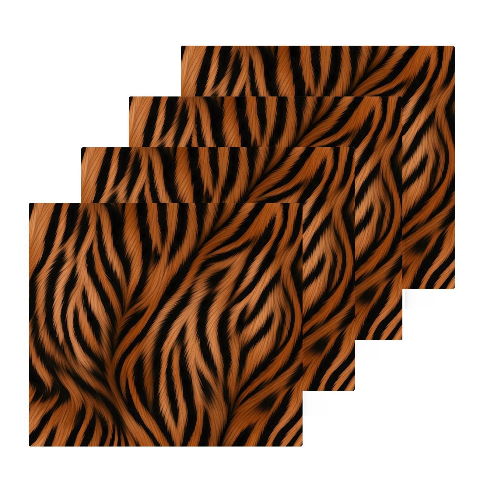 YANENDIE Blended Animal Prints Washcloths Towels, Highly Absorbent and Soft Cotton Face Cloths, 4 Pack Quick Dry Wash Cloths - 12 X 12 Inches