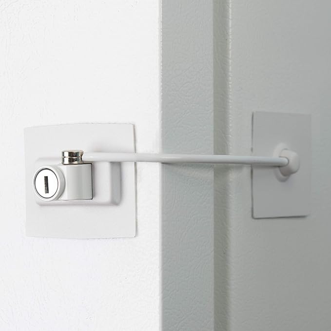 Premium Refrigerator Lock with Built-in Keyed Lock (White)