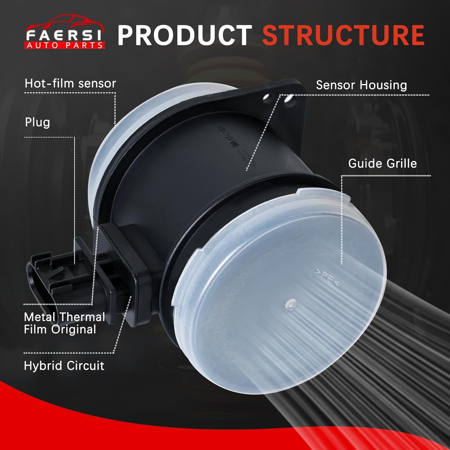 FAERSI Mass Air Flow Sensor Meter MAF Compatible with Chevy Traverse 09-14 & Cadillac CTS, SRX, STS & Buick Enclave & GMC Acadia & Pontiac G8 fit MAS0272, MAF324, AF10536