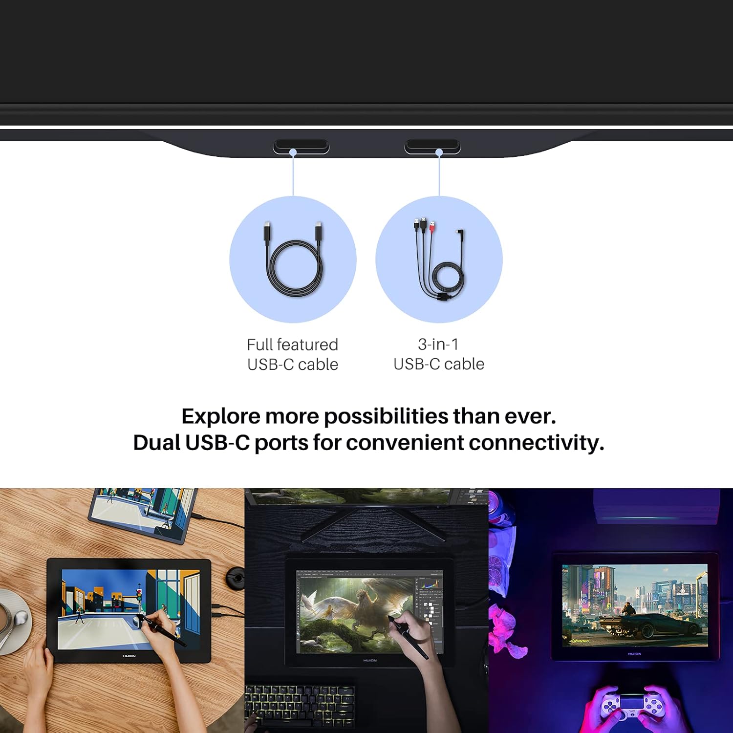 Dual USB-C ports for connectivity