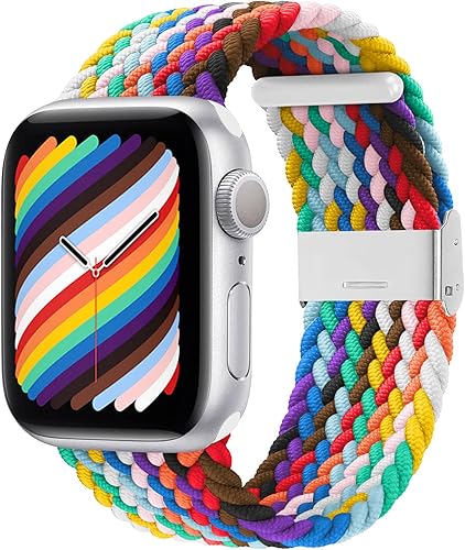 Miniatura 1 de Stretchy Braided Solo Loop Compatible for Apple Watch Bands 49mm 46mm 45mm 44mm 42mm 41mm 40mm 38mm Women Men, Adjustable Nylon Elastic Sport Straps