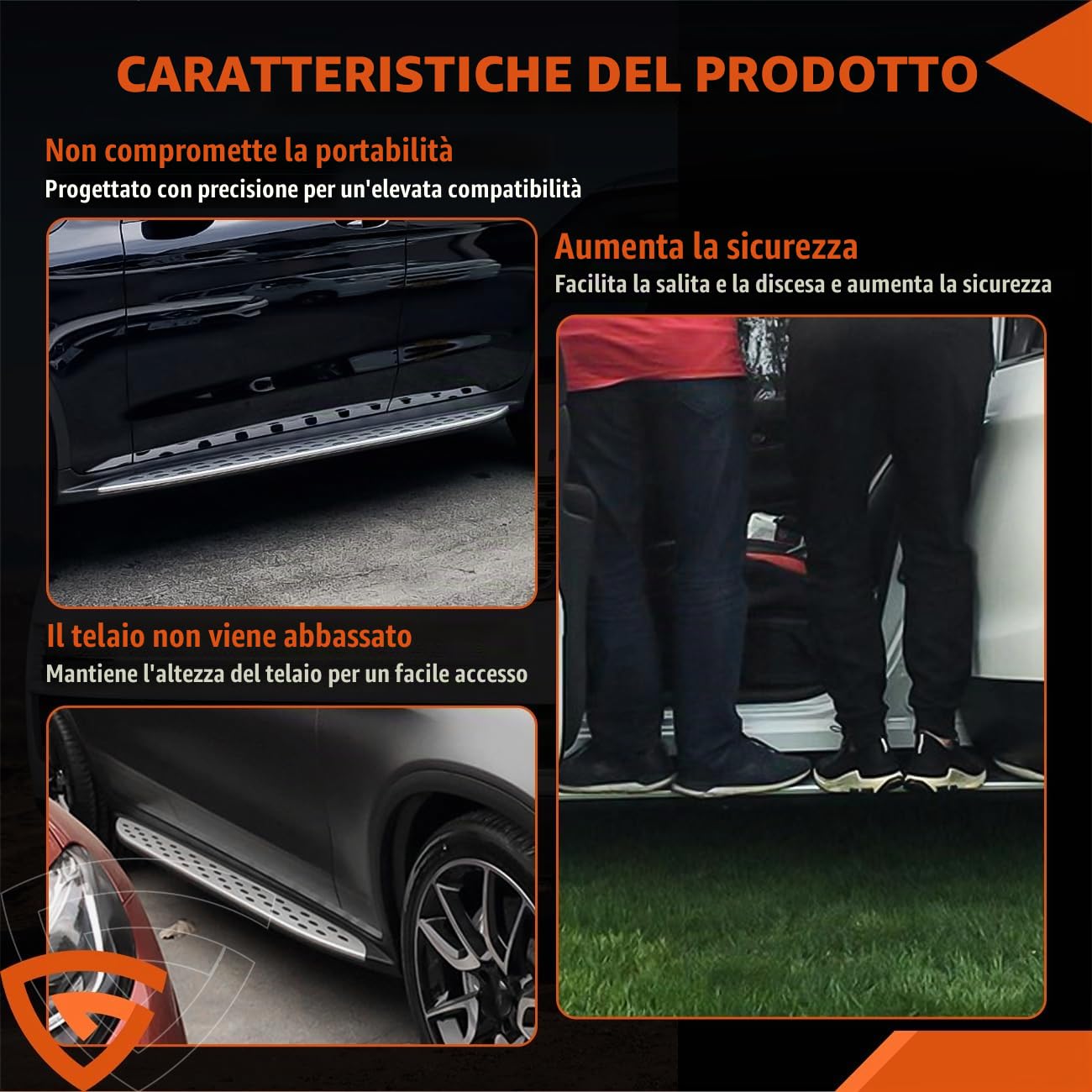 Set di pedane laterali, compatibili con Mercedes Benz GLC X253 C253 2015-2023, battitacco in alluminio, antiscivolo, robusto, sinistro e destro