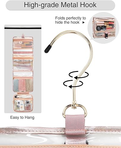 Miniatura 6 de Relavel Neceser colgante aprobado por la TSA para mujeres y hombres, 1-Oro Rosa, Neceser