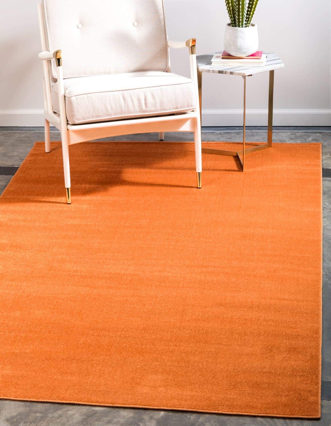 6' x 9' Orange Synthetic Stain-Resistant Area Rug