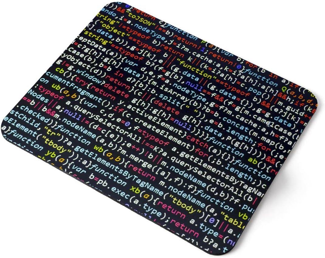 Computer Mouse Mat Pad - Javascript Code Hacking Programmer Home Office PC Desk Accessory Flexible Fabric Top Large 5mm Laptop Desktop Printed Art Ergonomic #16333