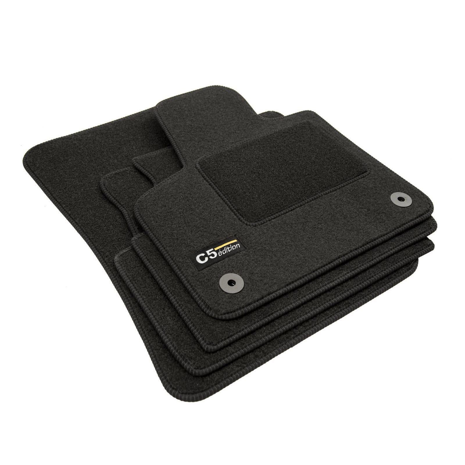 J&J AUTOMOTIVE – Jeu De 4 Tapis De Sol Sur Mesure Velours Noir Logo Citroën C5 Aircross Depuis 2018, Antidérapants + Renfort Talon
