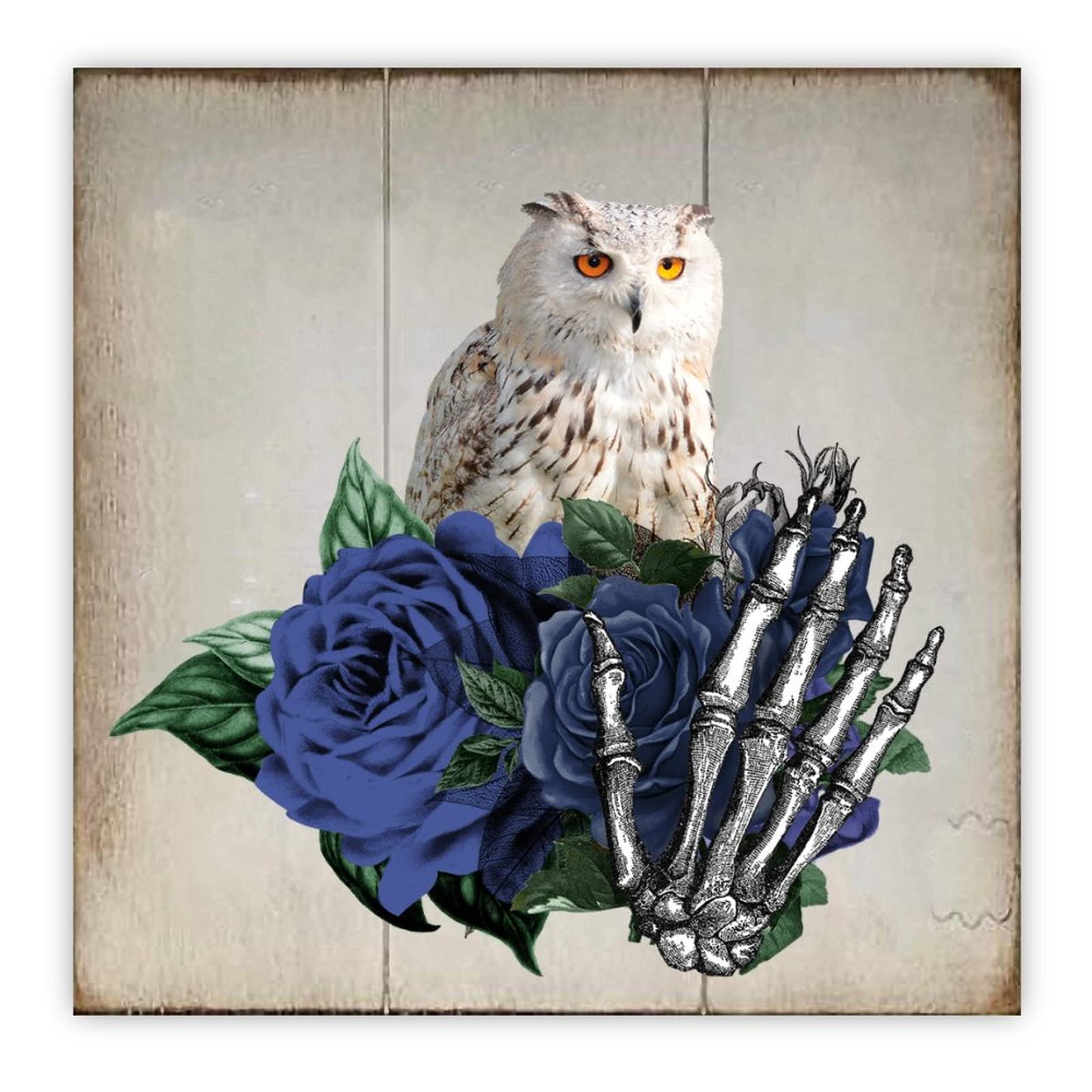 Panneau en bois Halloween fleur bleue pour sublimer l'ambiance de votre salon rustique