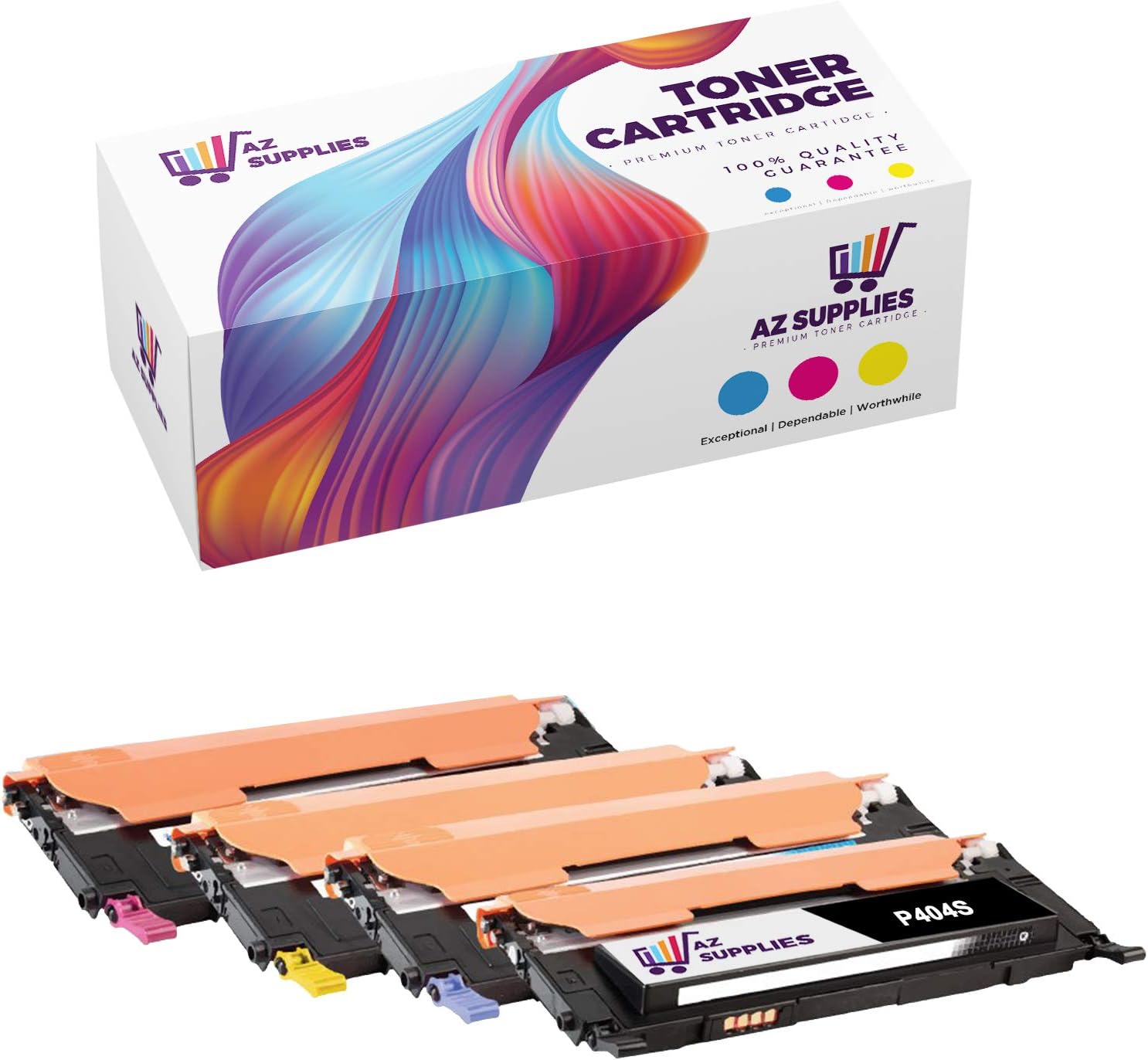 AZ SUPPLIES Compatible Toner Cartridges Set Replacement for Samsung CLT-M404S CLT-Y404S CLT-K404S CLT-C404S use in Xpress C430 Xpress C430W Xpress C480 Xpress C480W (4 Pack Black Yellow Cyan Magenta)
